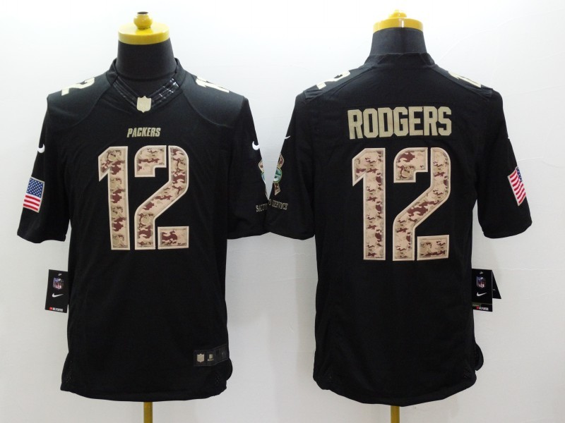 Men's Green Bay Packers #12 Aaron Rodgers Black Team Jersey